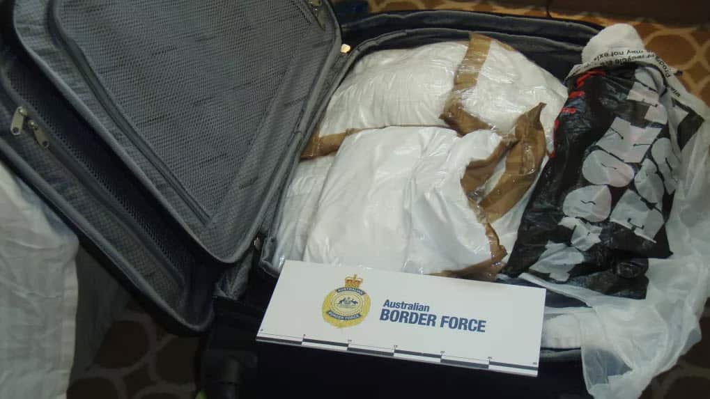 The Australian Border Force discovered the suitcase filled with cocaine.