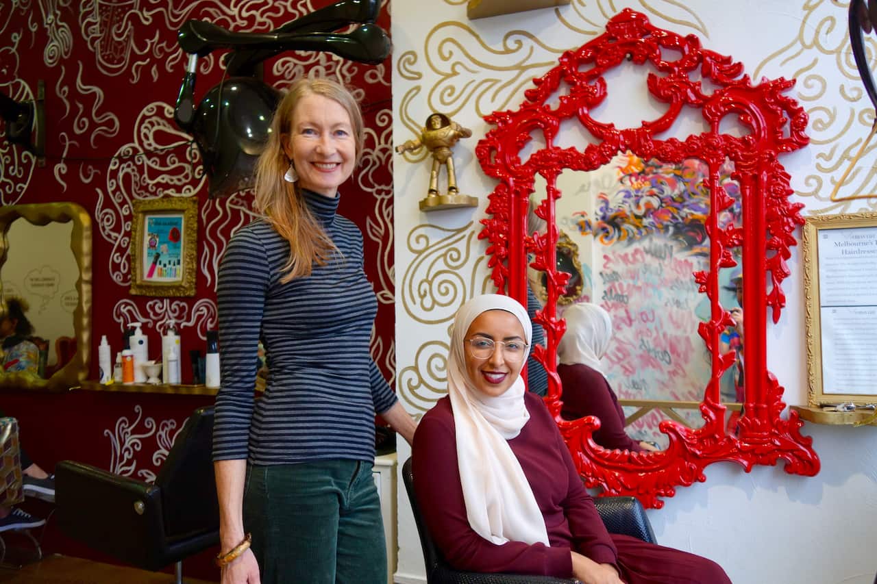 Stylist Christine Pike and client Zulfiye Tufa