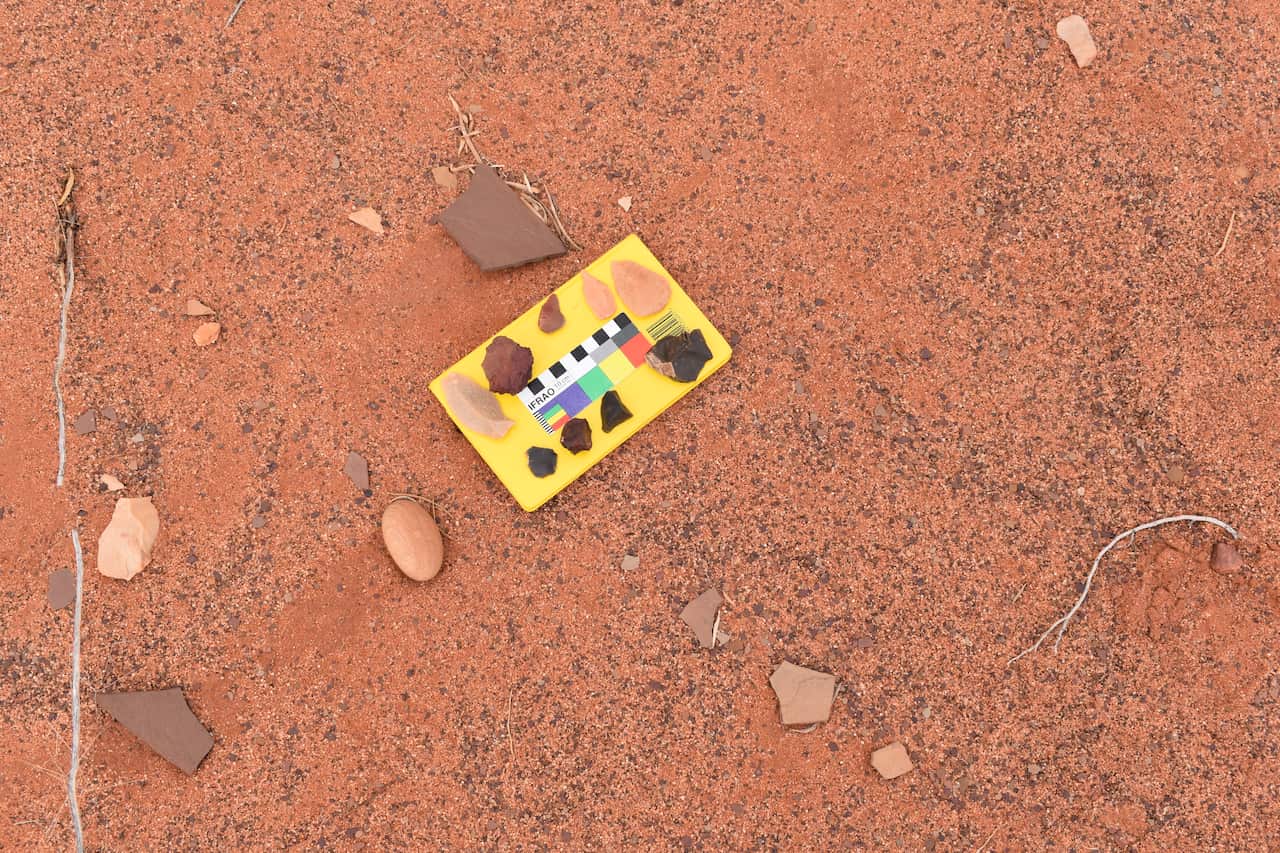Andrew Starkey says tools such as these piri points can be found near where the missile landed.