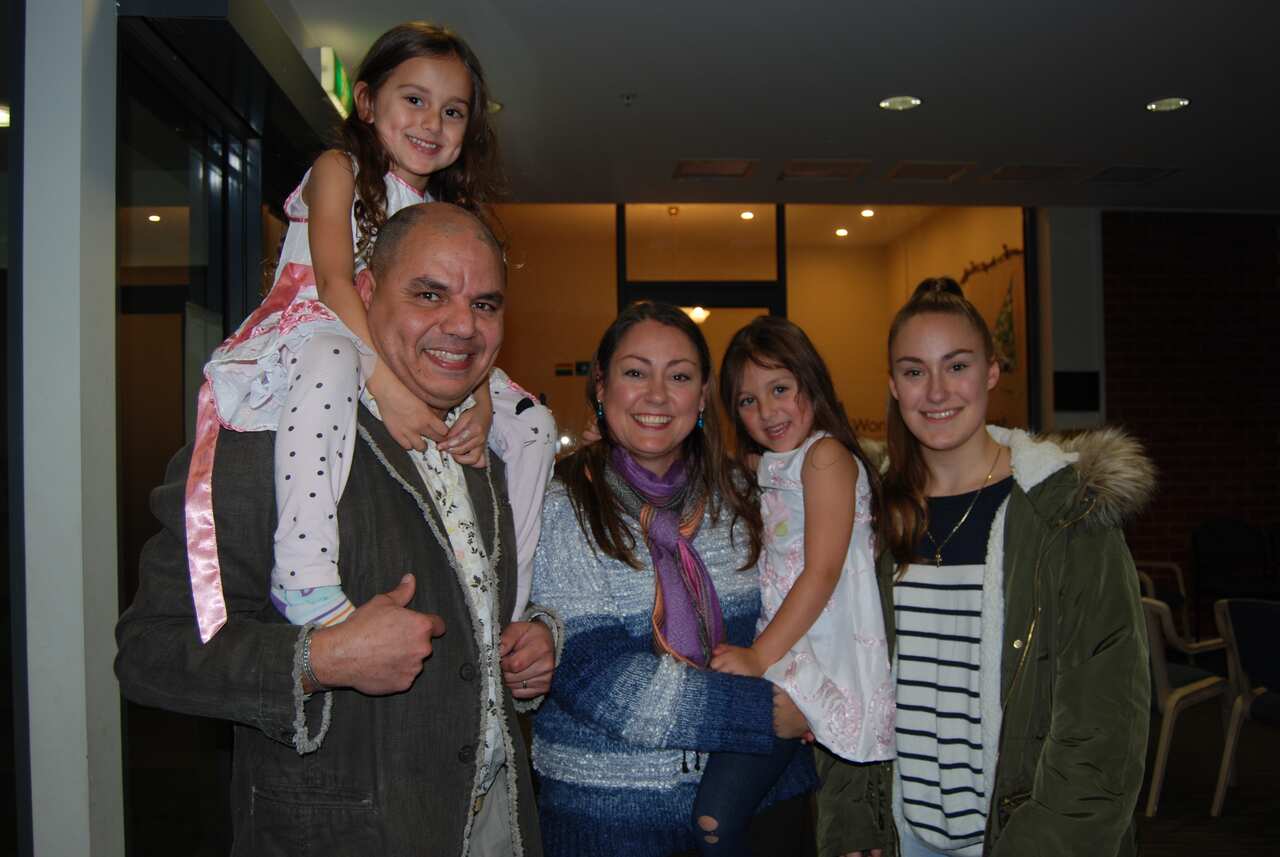 The Hussein family, with newly converted Muslims Rachael (centre) and Morgan (right). Photo: Beheshta Namdar/SBS News