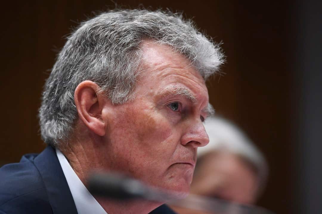 Director General of ASIO Duncan Lewis appears at a Senate estimates hearing at Parliament House in Canberra, Monday, October 22, 2018. (AAP Image/Lukas Coch) NO ARCHIVING
