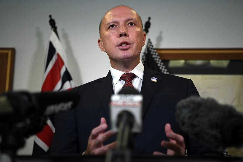 Australian Minister for Home Affairs Peter Dutton speaks with the media following the incident.