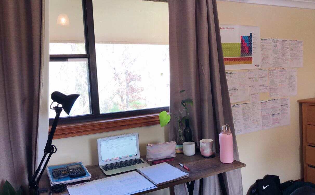 Philippa Bywaters' 'remote classroom' she studies in while Victoria is in stage four lockdown.