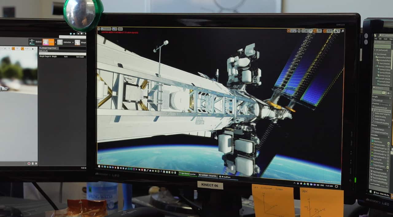 A walk through space in virtual reality.