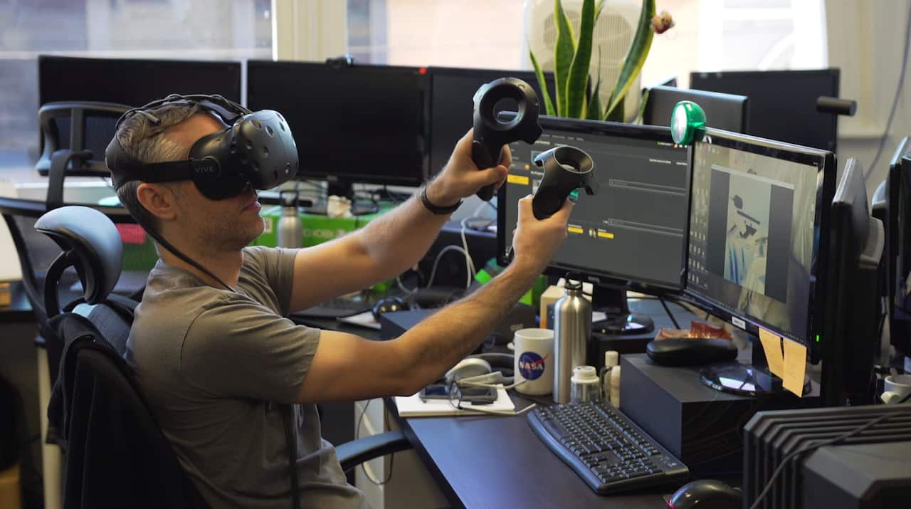 A developer explores space in virtual reality.