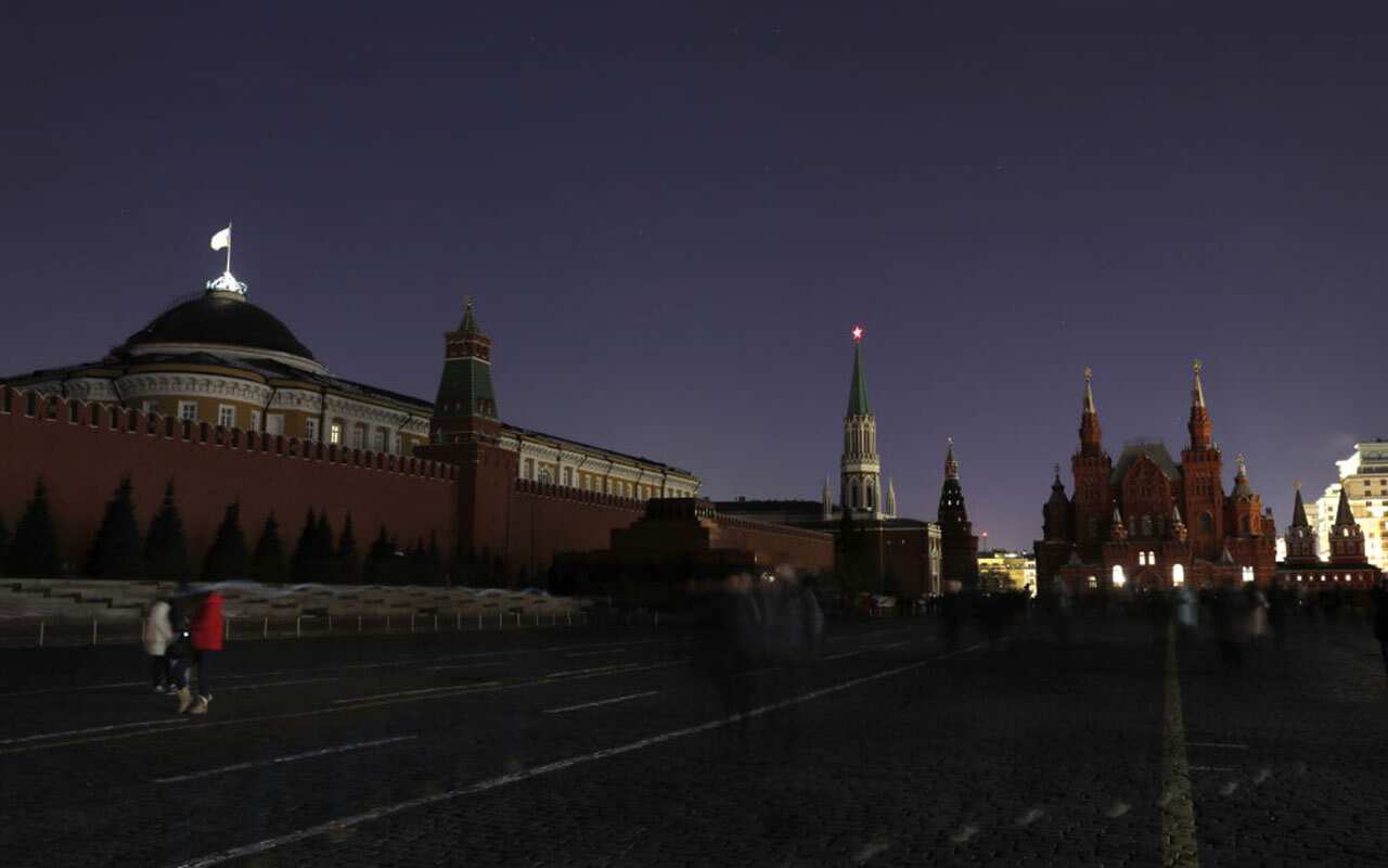 Moscow's Red Square after the lights were turned off during the Earth Hour 2018