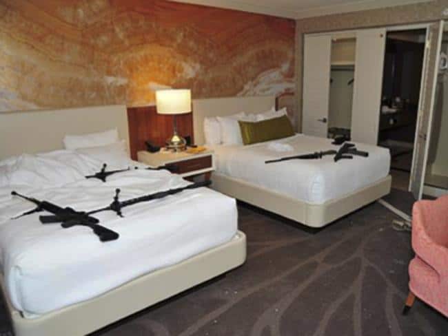 Weapons inside Stephen Paddock’s Mandalay Bay hotel room.