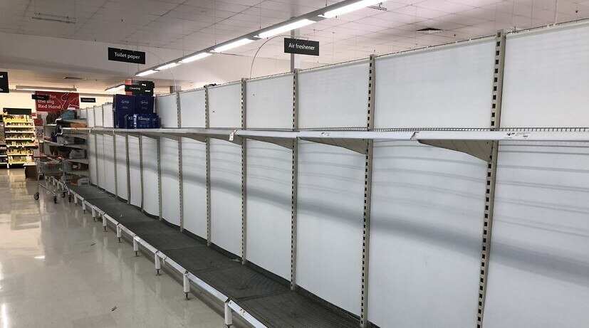 Empty supermarket shelves
