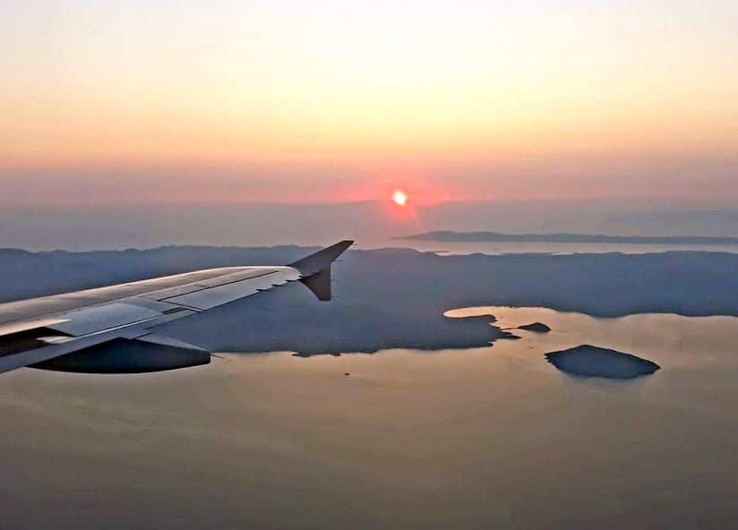 Flight over an Aegean Sea island.