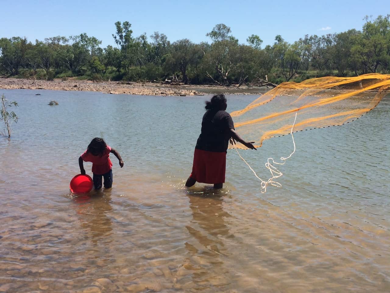 Mowanjum locals fish for Barramundi at May River, near Derby. Vinka spent much of her childhood splashing in the water at May River.
