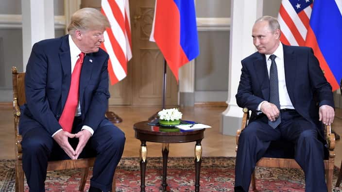 Russian President Vladimir Putin and US President Donald Trump during their meeting in Helsinki, Finland.