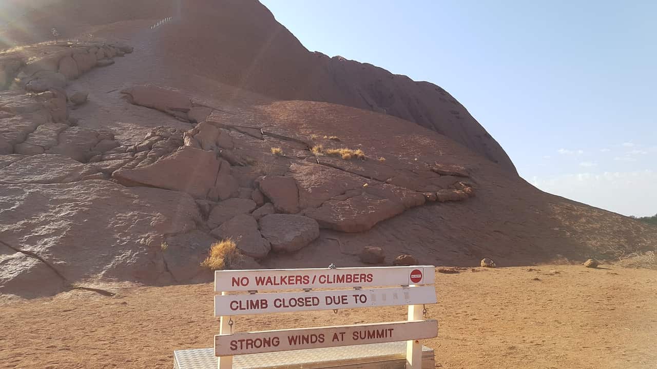 Uluru was closed to climbers for a number of hours on Friday due to high winds. 