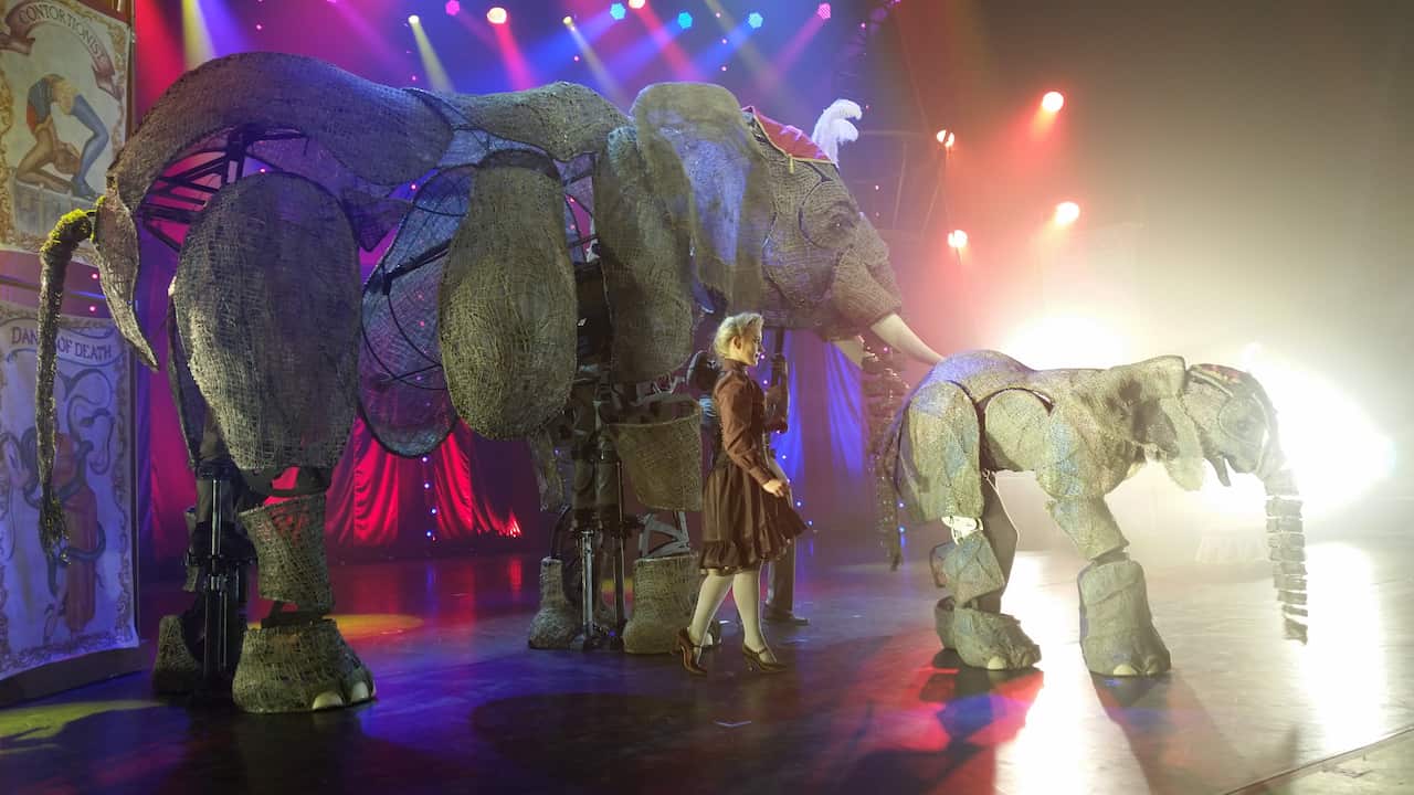 Mother and baby elephant puppets created by award-winning puppeteers behind War Horse.