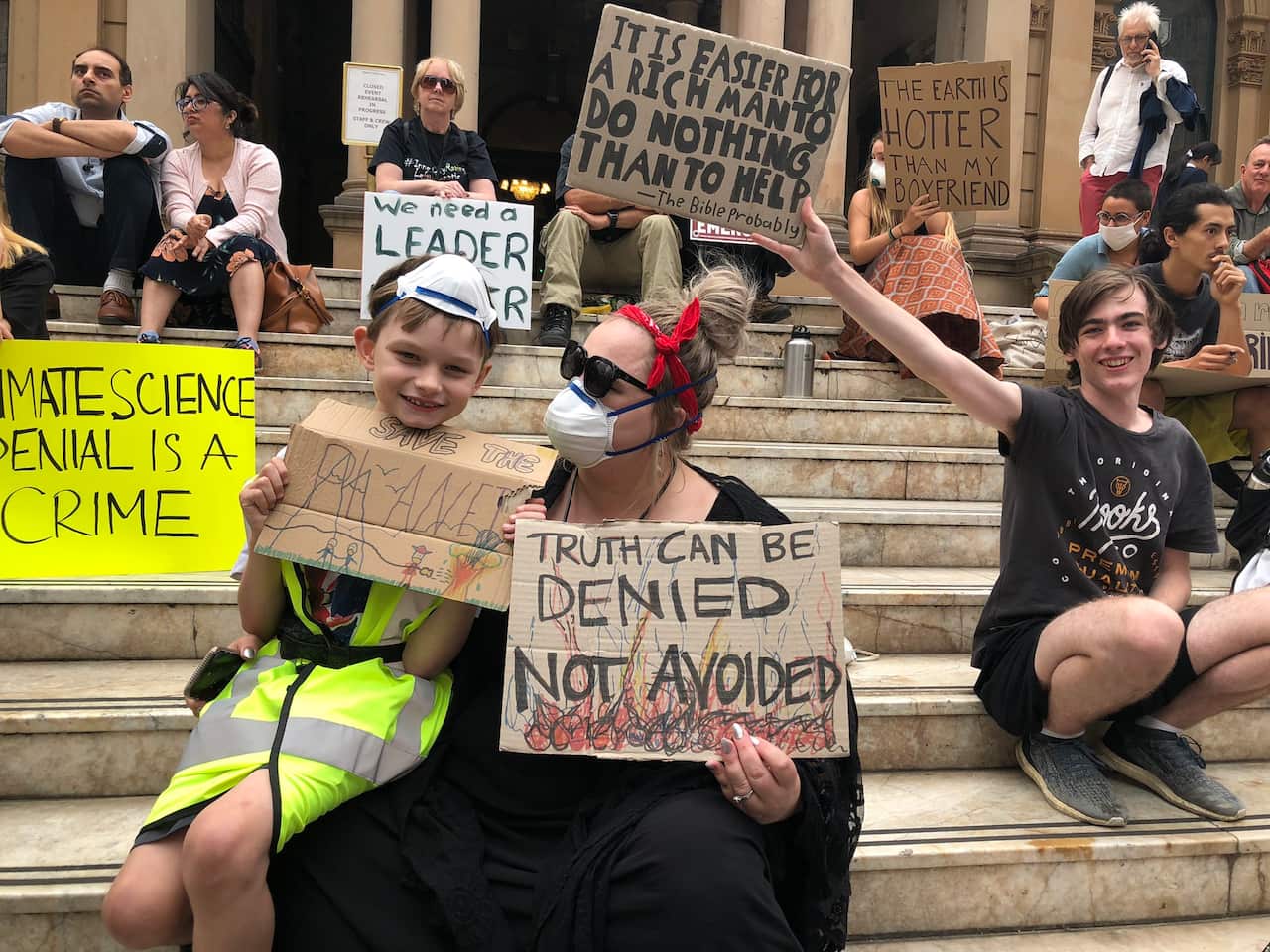 Wesley, 9, made a custom sign for his first climate protest.