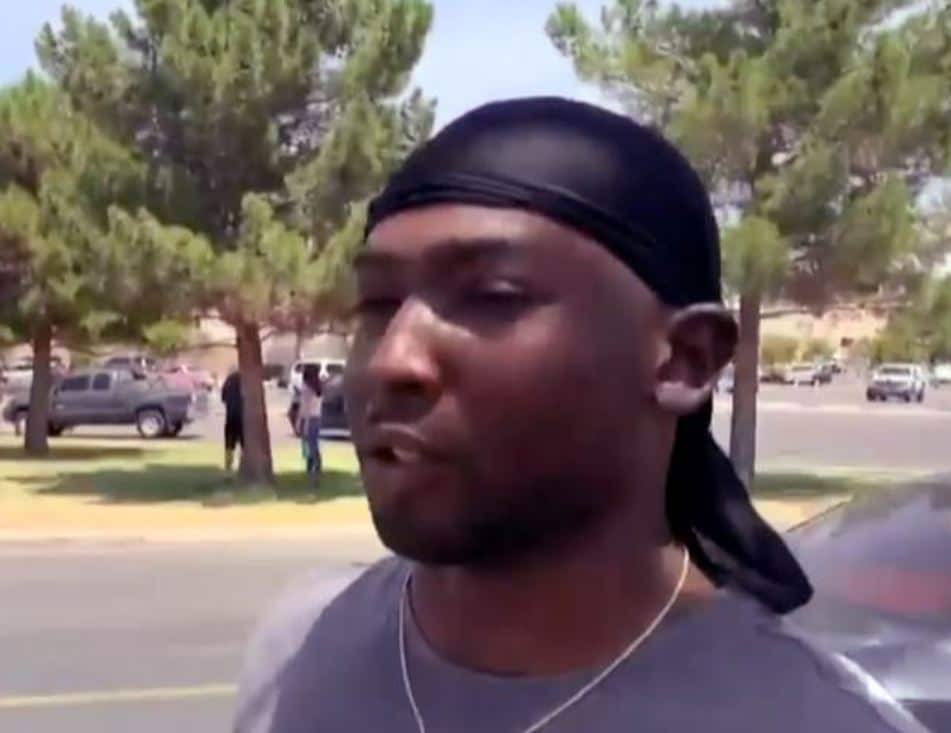 The 22-year-old speaks with reporters shortly after the shooting. 