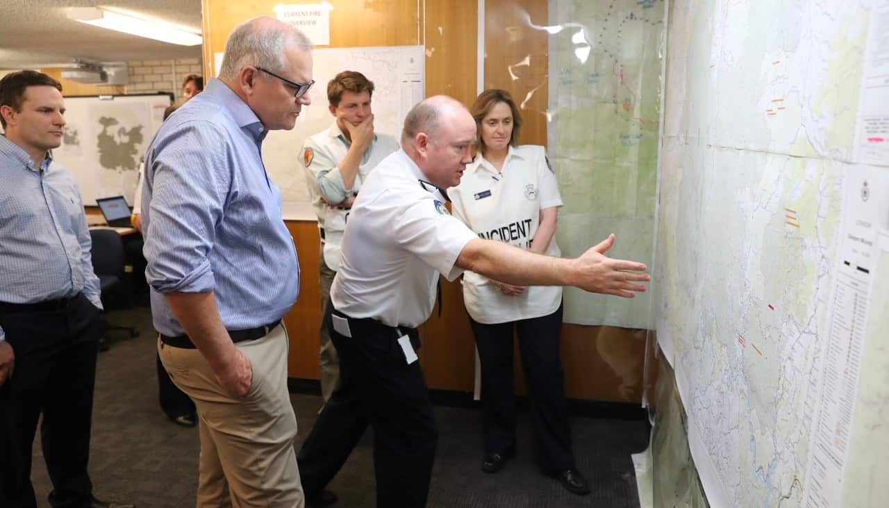 Prime Minister Scott Morrison visited the NSW RFS in Wilberforce on Sunday "to say thanks for everything they’re doing."