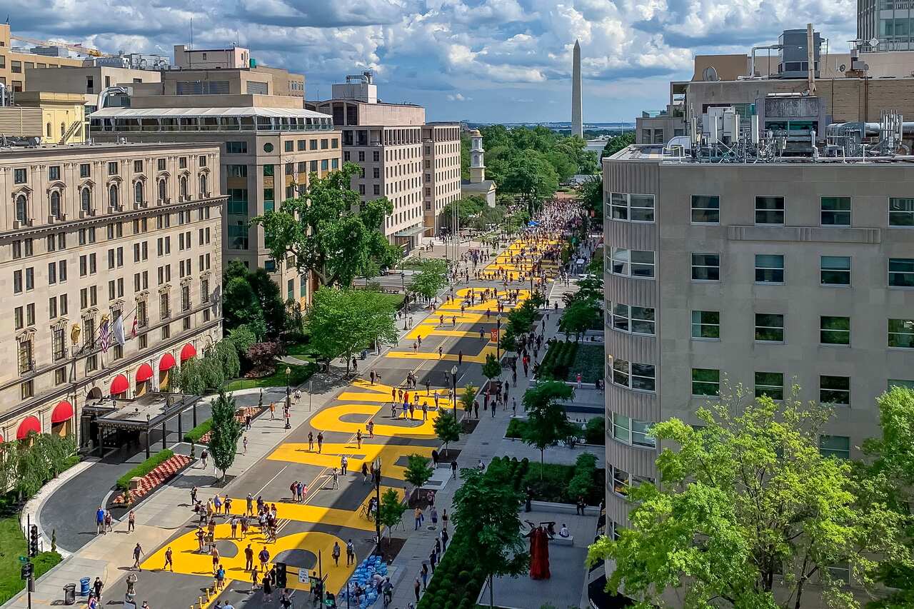 'Black Lives Matter' is painted on the pavement of 16th Street near the White House in Washington, DC, USA, 05 June 2020. 