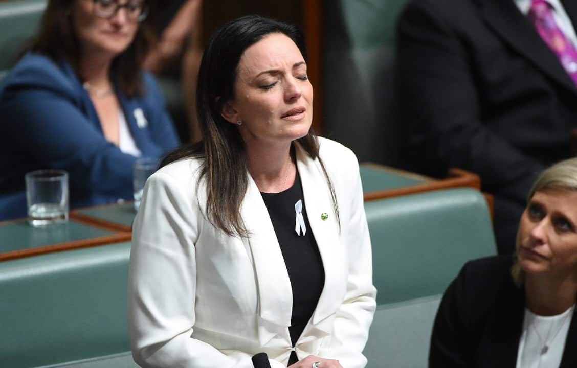 November 2016: Emma Husar delivers an emotional speech on her experience dealing with family domestic violence.