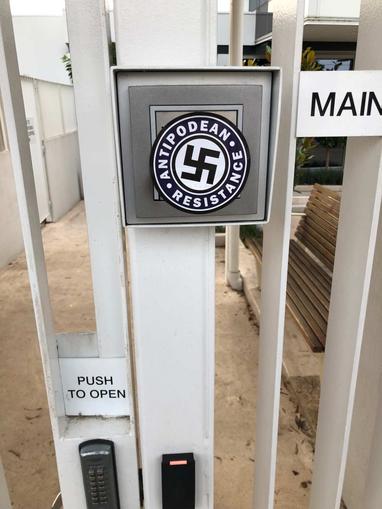 The stickers of alt-right group Antipodean Resistance found at a Jewish aged-care centre in January this year.