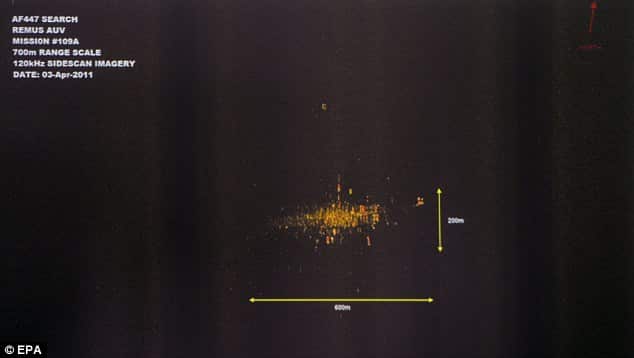 Sonar images of the Air France crash. Source: EPA.