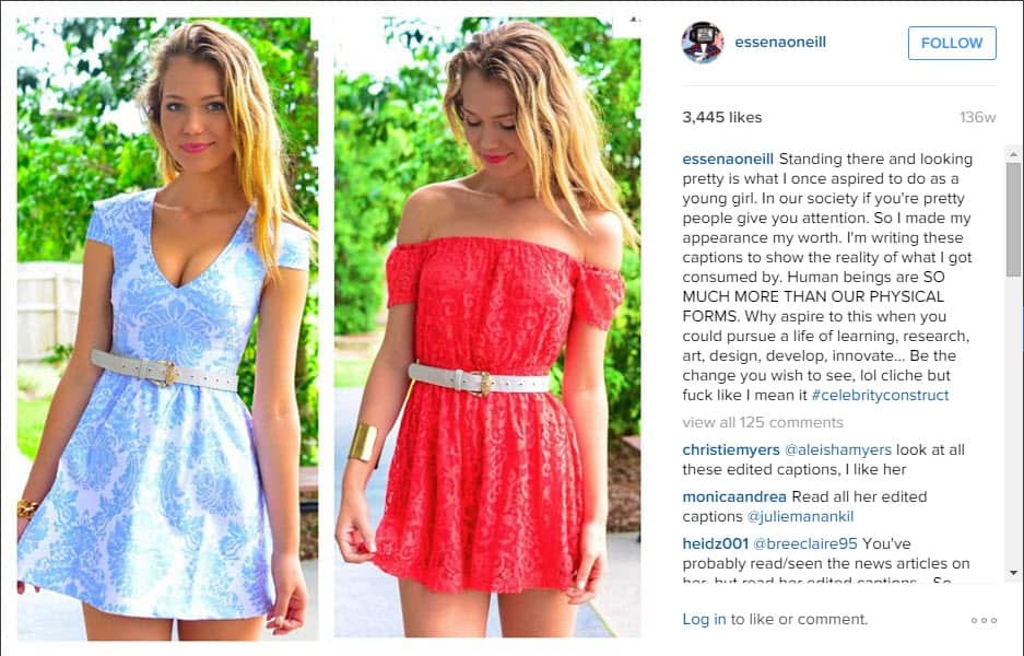 Essena O'Neill, Instagram post.