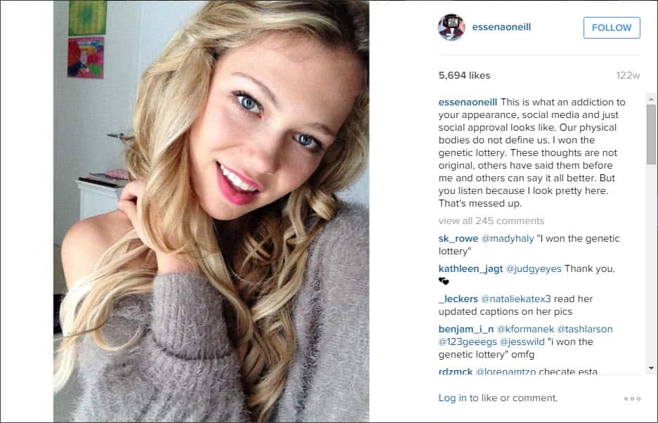 Essena O'Neill, Instagram post.
