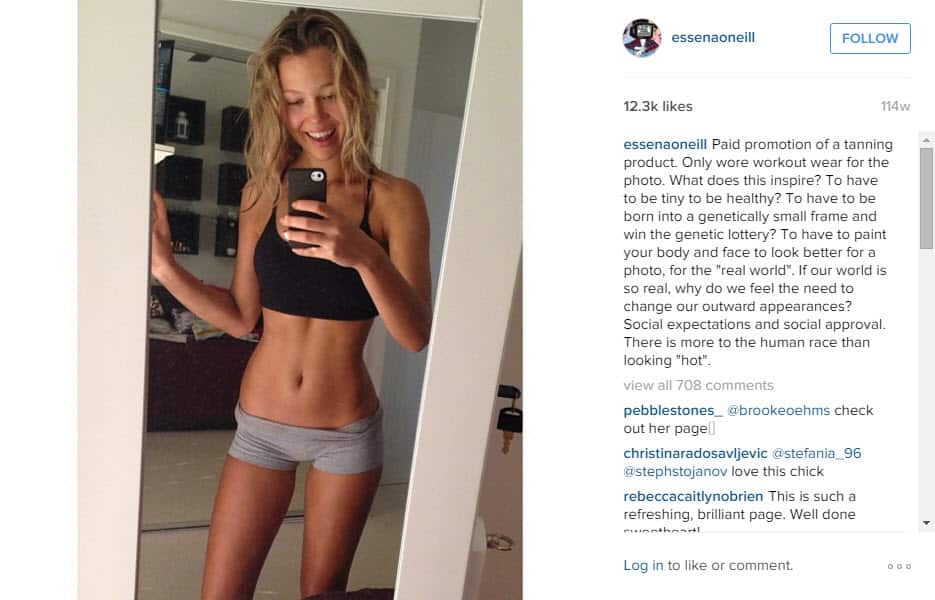 Essena O'Neill, Instagram post.