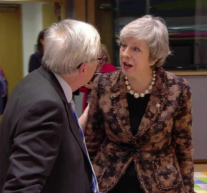"What did you call me?": Theresa May had a run-in on camera with the President of the European Commission.