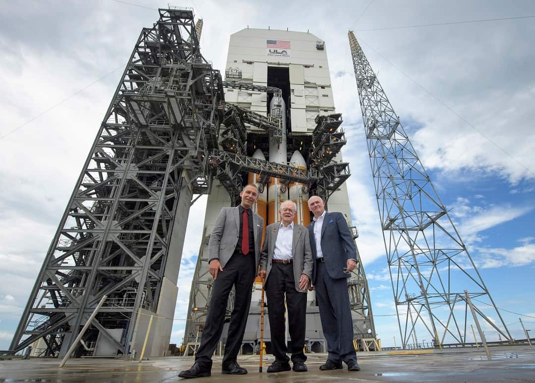 The probe is named after astrophysicist Eugene Parker (centre). 