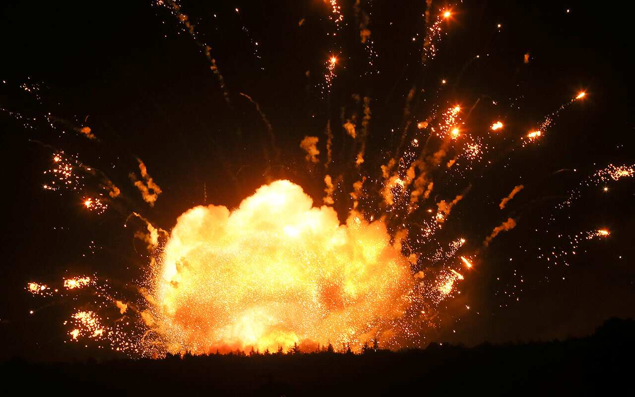 More than 30,000 residents have been evacuated after ammunition depot exploded late Tuesday. 