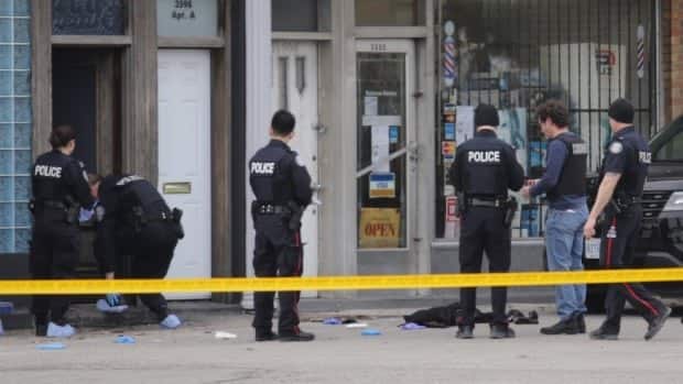 Police responding to the attack in downtown Toronto.