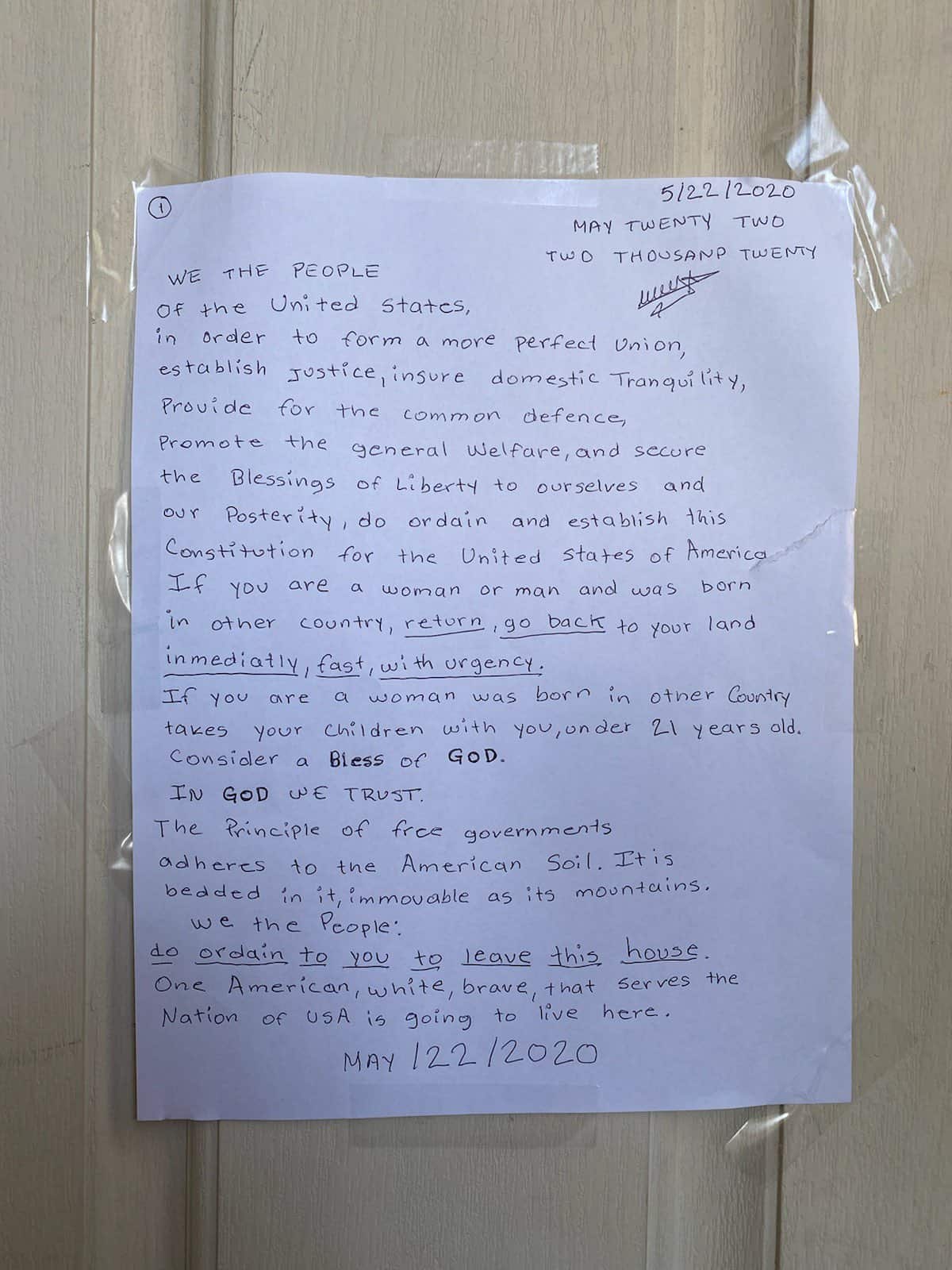 These letters were found posted to the homes of Asian Americans in one California community.