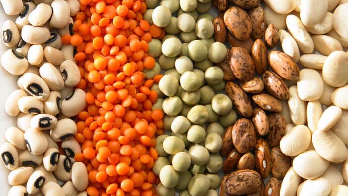 Close-Up Of Various Beans In Plate On Table