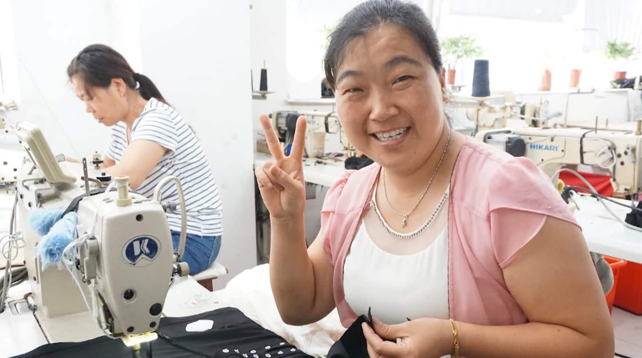 Workers at the Chinese factory where The Fable's blouses are made.