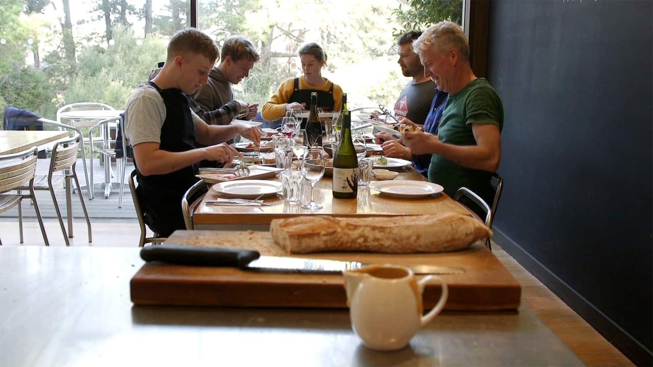 The Lee family enjoying a family dinner