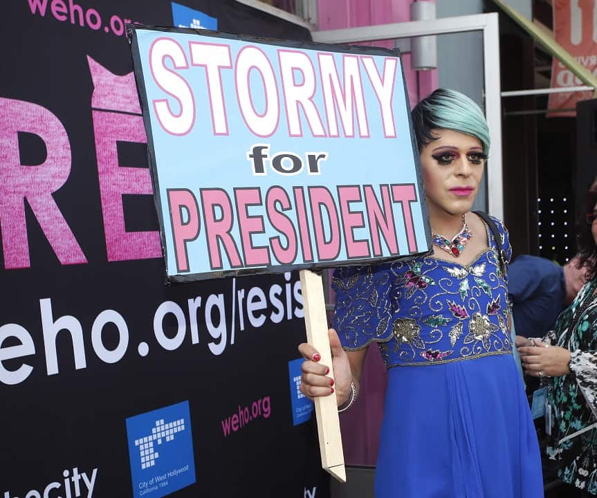 A fan of the adult actress Stormy Daniels shows support.