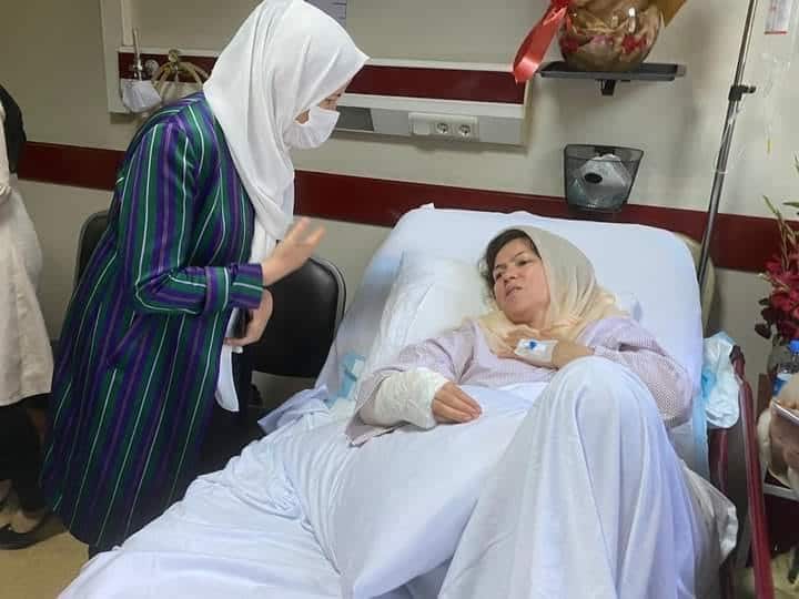 Fawzia Koofi recovering in hospital last year after surviving an assassination attempt.