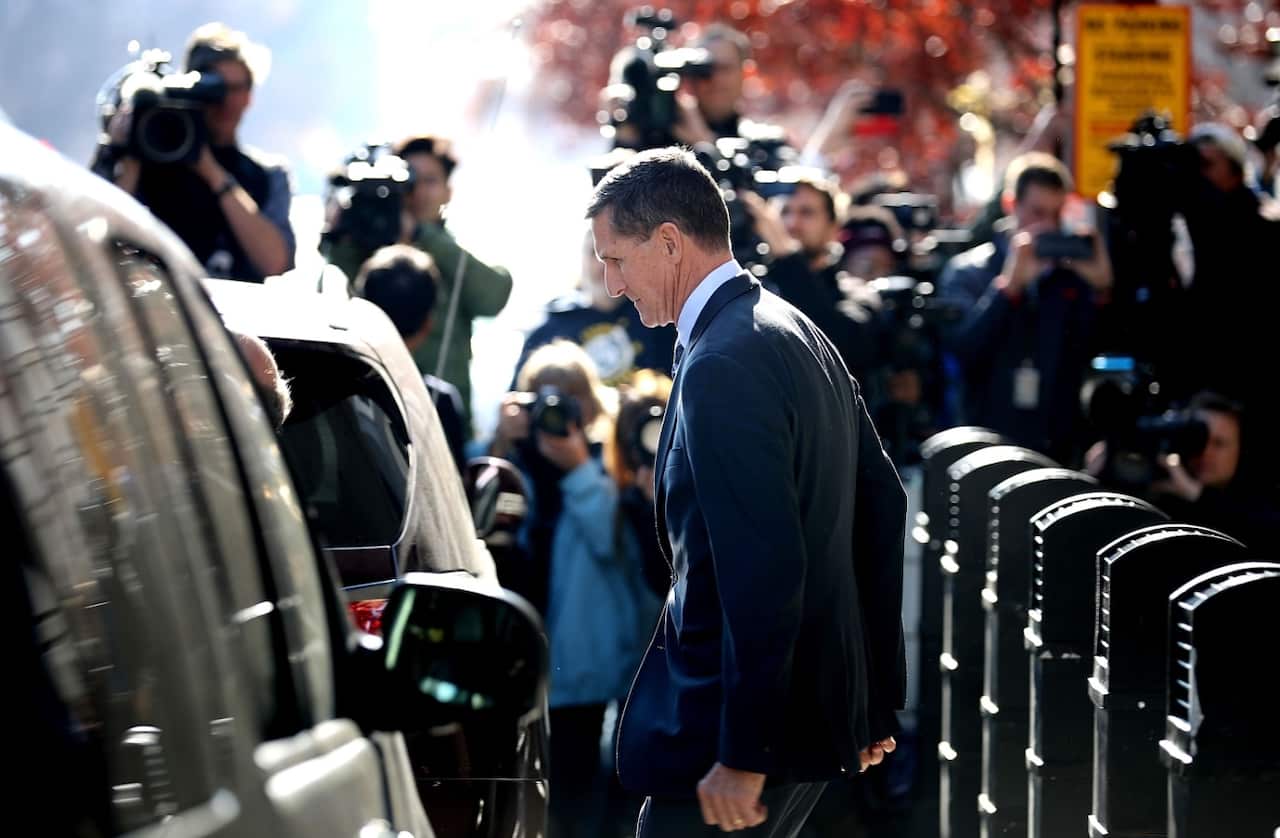 Michael Flynn, former national security advisor to President Donald Trump, leaves following his plea hearing at the Prettyman Federal Courthouse (Getty)