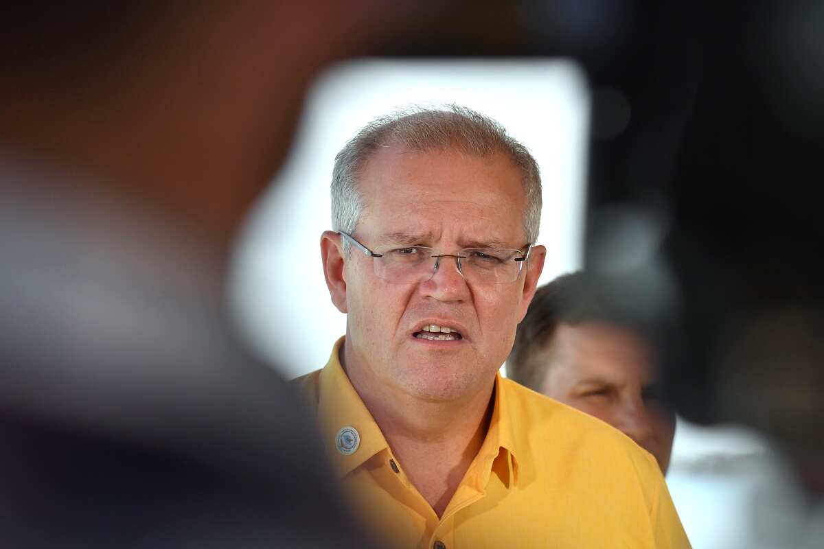Australia's Prime Minister Scott Morrison at a press conference during the Pacific Islands Forum in Funafuti, Tuvalu, Friday, August 16, 2019.