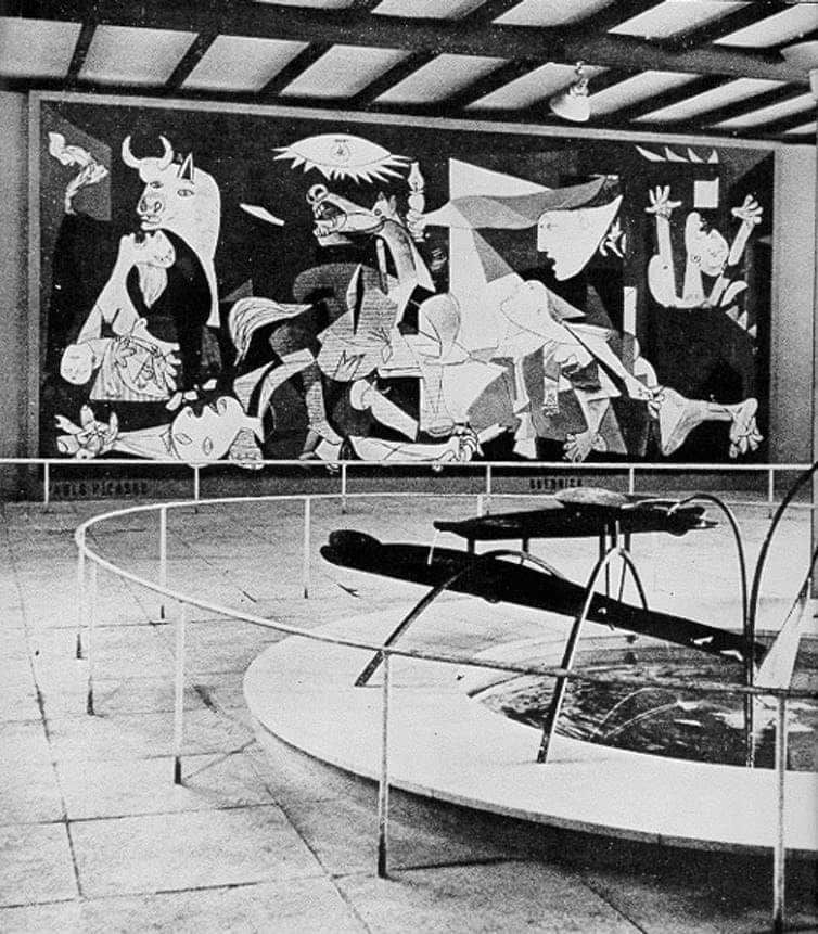 Picasso’s Guernica on display at the 1937 Paris World Fair.