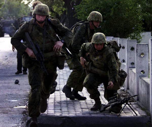 Australian soldiers conducting an operation to flush out militia fighters in Timor-Leste in September, 1999.