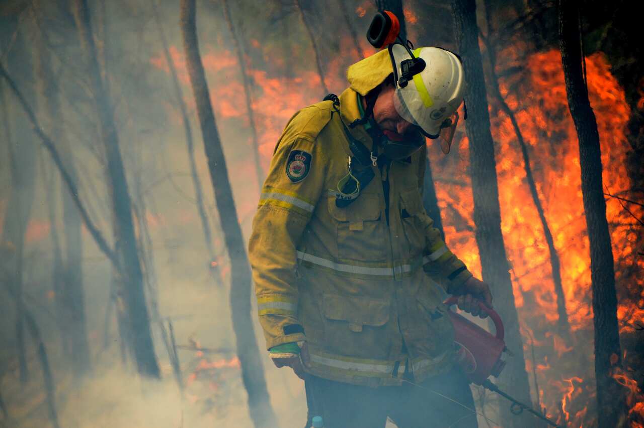 NSW Rural firefighters battle fires near Mangrove Mountain, NSW.
