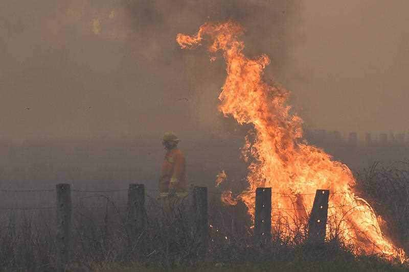 A spot fire on the Bunyip side of the Princes Highway in Victoria.