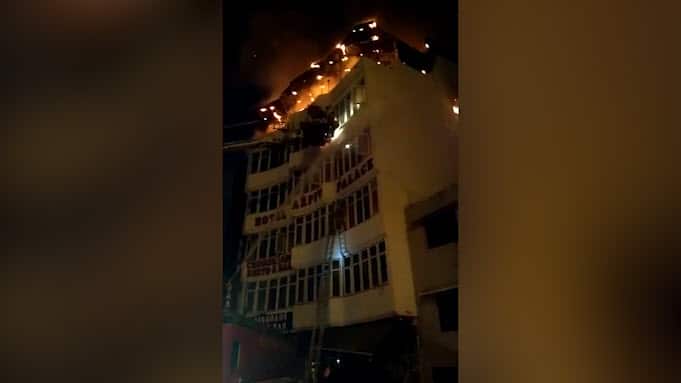 Fire crews struggled to contain the fire as it tore through the hotel.