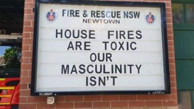 A Sydney fire station has apologised for posting a controversial message on a noticeboard, in response to Gillette's latest advertisement.