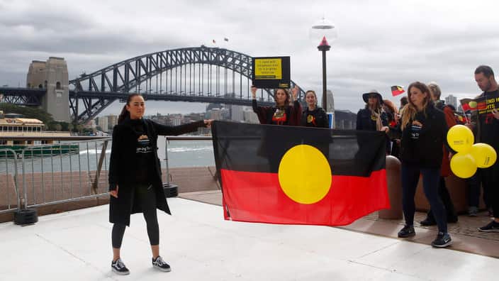 Cheree Toka and fellow demonstrators.