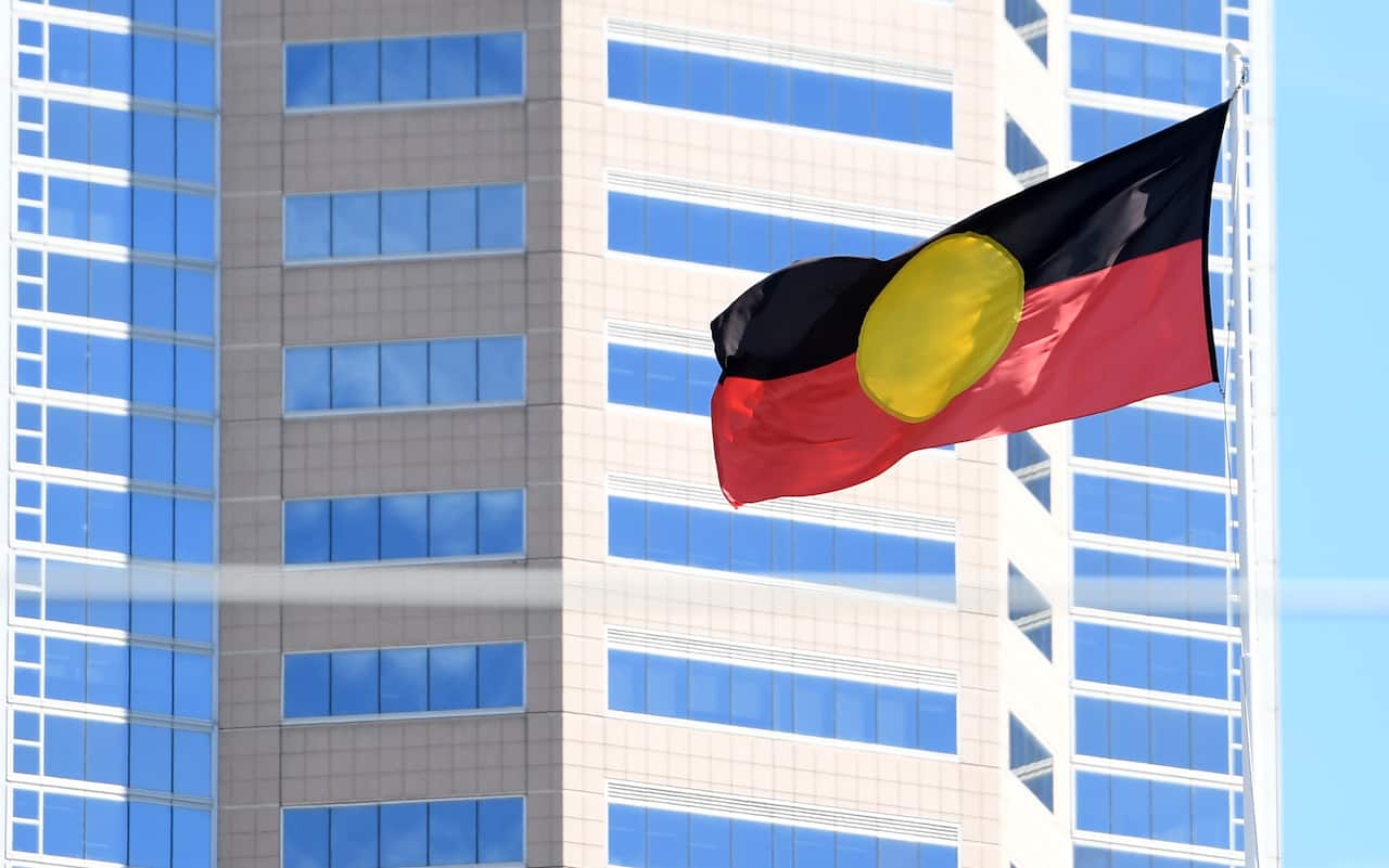 The Indigenous flag flies above Victorian Parliament in 2017