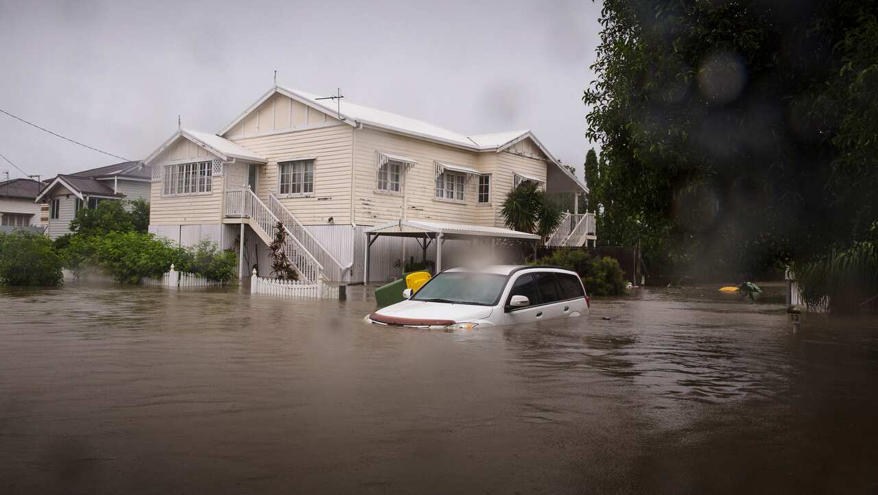 Flooding is seen in Rosslea, Townsville on 2/2/19.