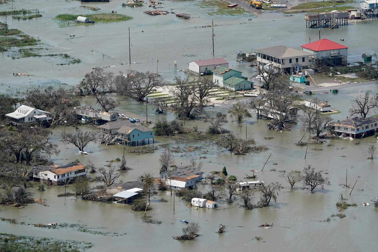 Flooding in the aftermath of Hurricane Laura