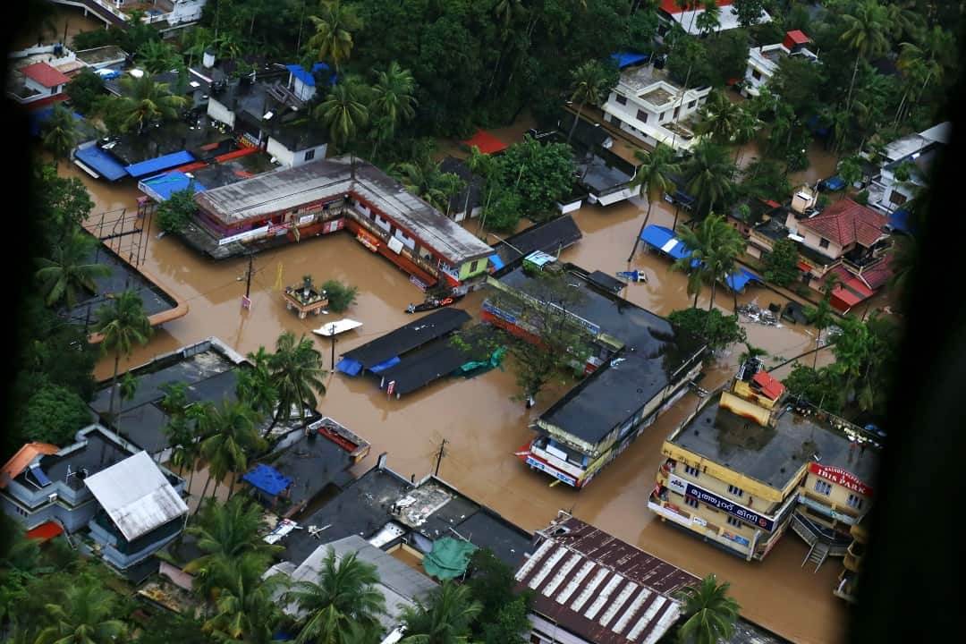 An aerial view of flooded Kochi.